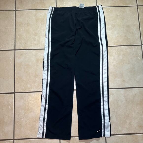 Vintage Y2K Nike Track Pants Women’s Size Large 12-14 Black White Baggy Pants - Picture 1 of 11